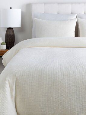 Surya White Waffle Weave Full Bedding 7pc Set